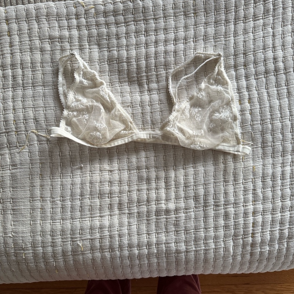 Urban Outfitters Sheer Ivory Lace Triangle Bralette
